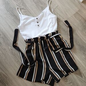 Striped Button Romper